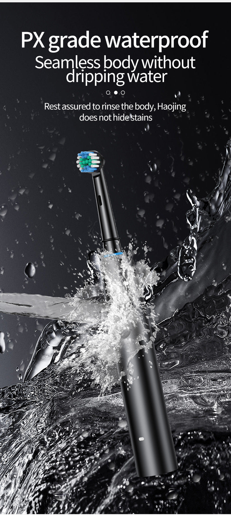 Black Rotating Round Head Electric Toothbrush Kit with 8 Heads, Case & Stand - 3D Oscillating Mechanical Cleaning for Deep Plaque Removal
