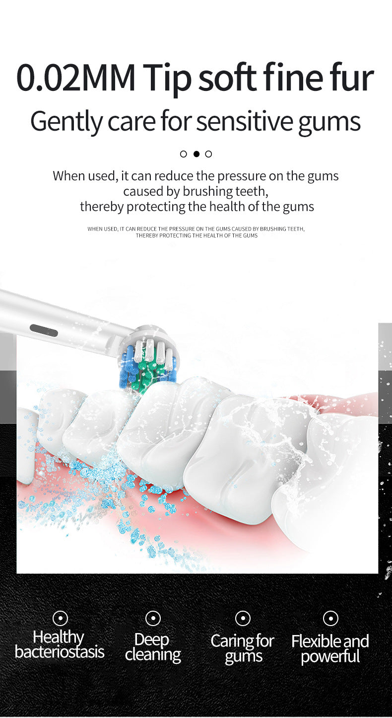 Pink Rotating Round Head Electric Toothbrush Kit with 8 Heads, Case & Stand - 3D Oscillating Mechanical Cleaning for Deep Plaque Removal