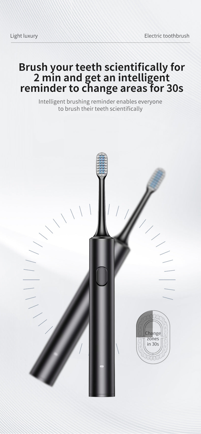 Black Sonic Electric Toothbrush Kit with 5 Cleaning Modes, 4 Heads & Travel Case - Smart Timer & Quad-Pacer, Soft Double-Arc Bristles and 120-Day Long Battery Life