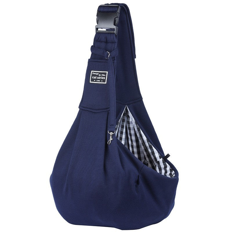 Dark Blue Lightweight Breathable Pet Crossbody Bag with Adjustable Padded  Strap &amp; Reversible Double-Sided Design