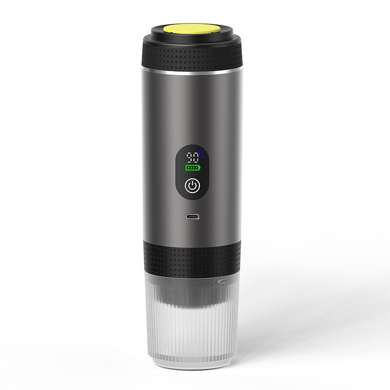 Grey 3-in-1 Portable Espresso Maker with Self-Heating and One-Touch Cold Hot Brew - Smart Digital Display & 20Bar High Pressure for Rich Crema