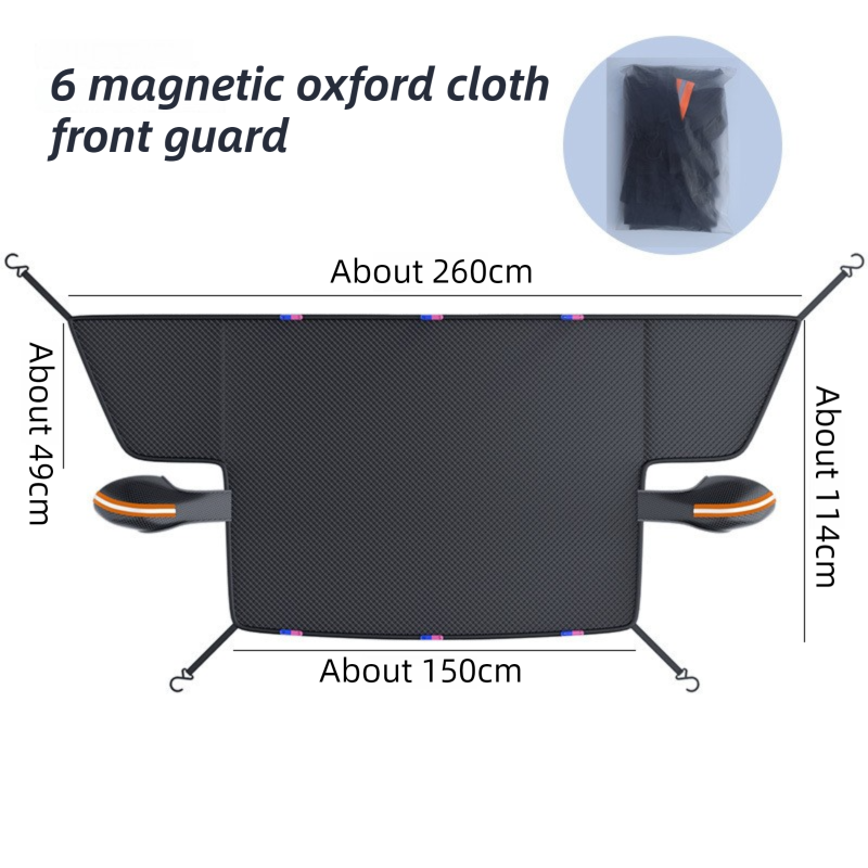 Durable Car Protector with Extra-Large 253cm Coverage - All-Season Snow &amp; Sun Protector, 6-Magnet &amp; 4 Strap Windproof System(Black &amp; Orange)