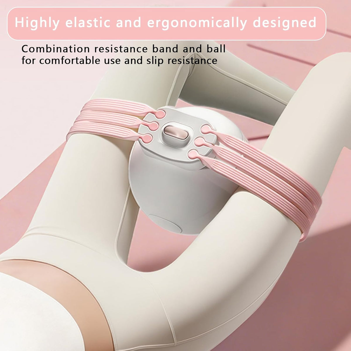 Pink 3-Level Resistance Pelvic Floor & Inner Thigh Trainer - Multi-Function Kegel Exercise Set with 25cm Yoga Ball & 3-Pair Resistance Rope