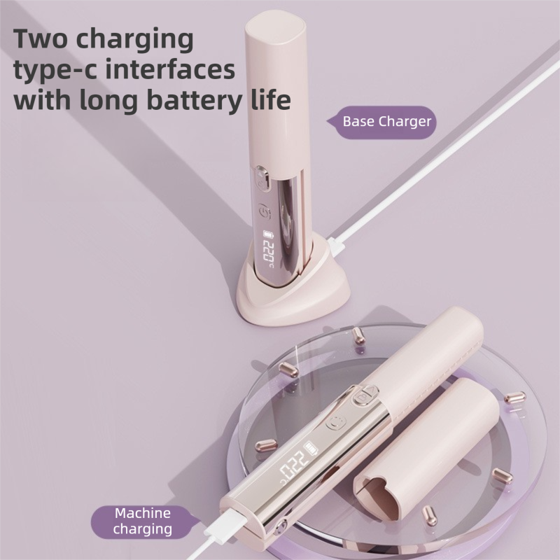 Coffee 2-in-1 Wireless Hair Styler with 4 Temperature Settings, Dual Anti-Scalding & Cap - 3D Ceramic Heating Brush with Essential Oil Coating