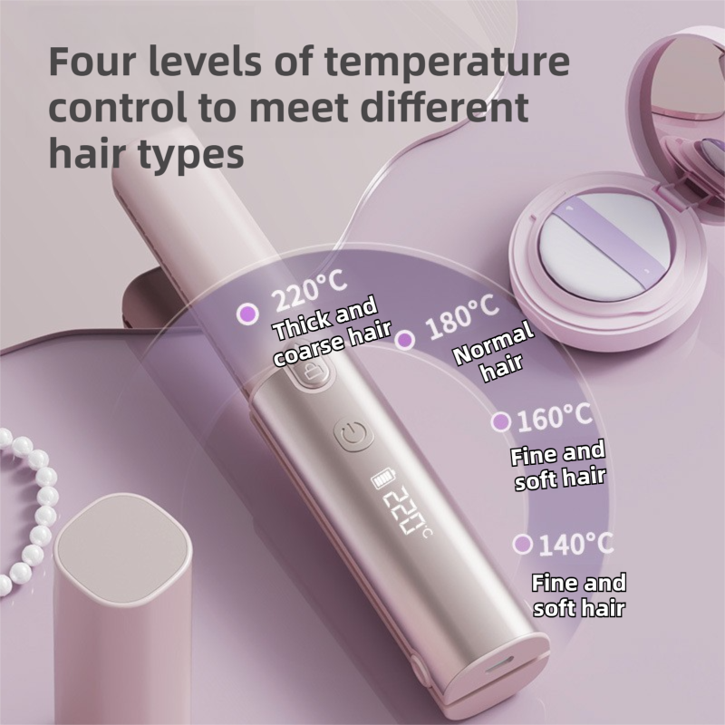 Green 2-in-1 Wireless Hair Styler with 4 Temperature Settings, Dual Anti-Scalding & Cap - 3D Ceramic Heating Brush with Essential Oil Coating