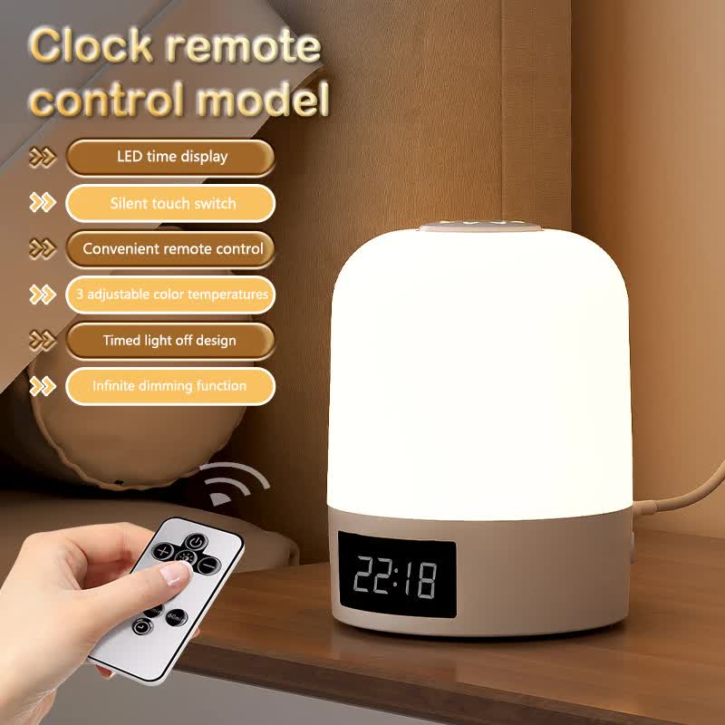 Smart Digital Clock Night Light - Remote Dimmable Bedside Lamp &amp; Sleep Aid for Nursery, Feeding &amp; Bedroom (K2022)