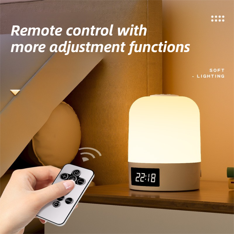 Smart Digital Clock Night Light - Remote Dimmable Bedside Lamp & Sleep Aid for Nursery, Feeding & Bedroom (K2021)