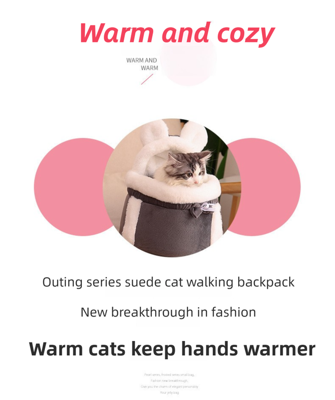 Grey 2-in-1 Ultra-Soft Plush Pet Carrier & Mobile Bed - Portable & Lightweight Cute Rabbit Ear Design Travel Cabin (M 25 x 25 x 20.5CM)