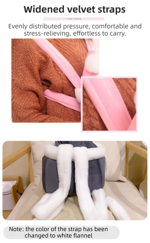 Grey 2-in-1 Ultra-Soft Plush Pet Carrier & Mobile Bed - Portable & Lightweight Cute Rabbit Ear Design Travel Cabin (L 33 x 25 x 27CM)