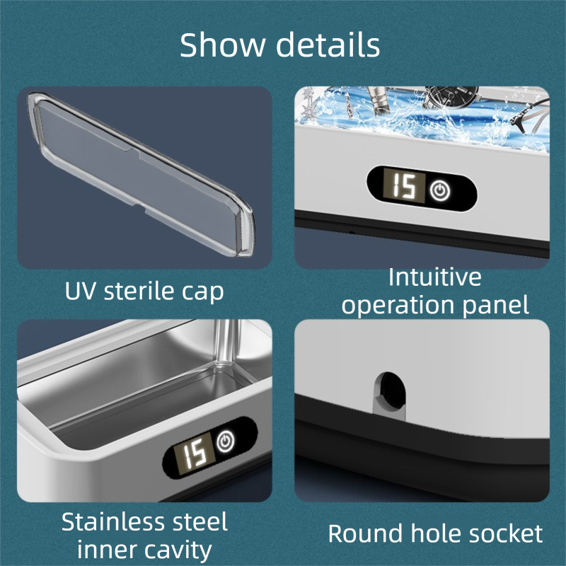 X81 Black Ultrasonic Jewelry & Eyeglass Deep Cleaner with Cloth - Touch Control & 3-Level Intelligent Timers and Large 650ml Stainless Steel Tank
