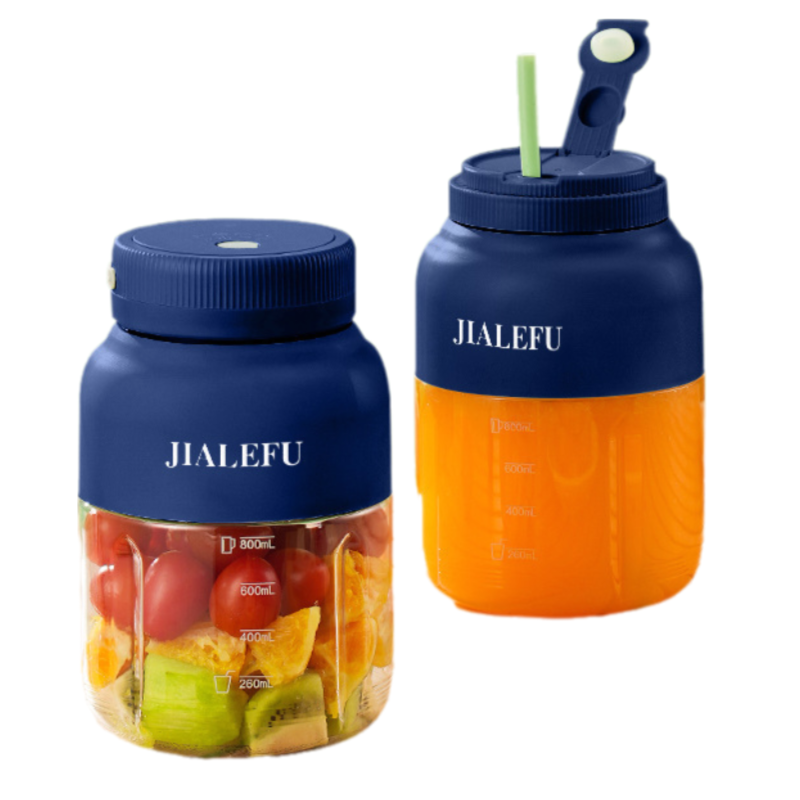 Blue Portable 1300ML Multi-Functional Blender with Dual-Drink Lid - 38-Steel Blade Cyclone Juicer &amp; Ice Crusher, Waterproof Type-C Charging