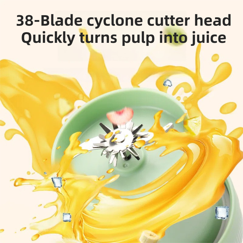 Beige Portable 1300ML Multi-Functional Blender with Dual-Drink Lid - 38-Steel Blade Cyclone Juicer & Ice Crusher, Waterproof Type-C Charging