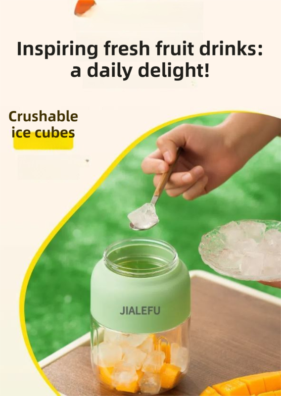 Beige Portable 1300ML Multi-Functional Blender with Dual-Drink Lid - 38-Steel Blade Cyclone Juicer & Ice Crusher, Waterproof Type-C Charging