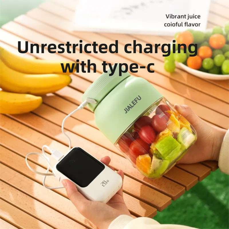 Beige Portable 1300ML Multi-Functional Blender with Dual-Drink Lid - 38-Steel Blade Cyclone Juicer & Ice Crusher, Waterproof Type-C Charging