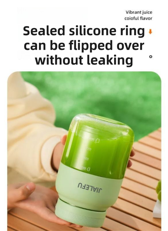 Beige Portable 1300ML Multi-Functional Blender with Dual-Drink Lid - 38-Steel Blade Cyclone Juicer & Ice Crusher, Waterproof Type-C Charging