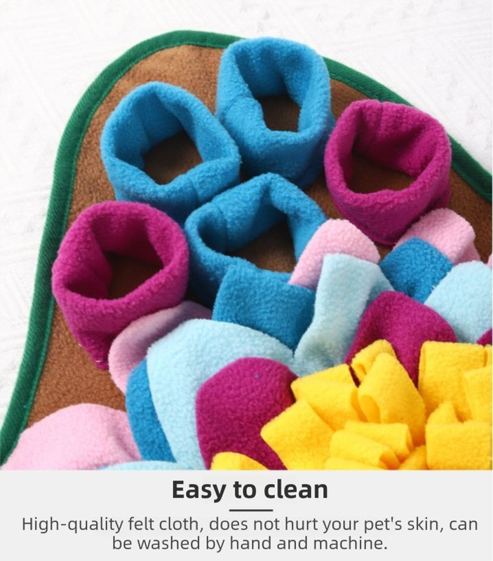 Colorful 48x48CM Durable Felt Cloth Pet Puzzle Sniffing Mat - Mental Stimulation & Slow Feeding Pad