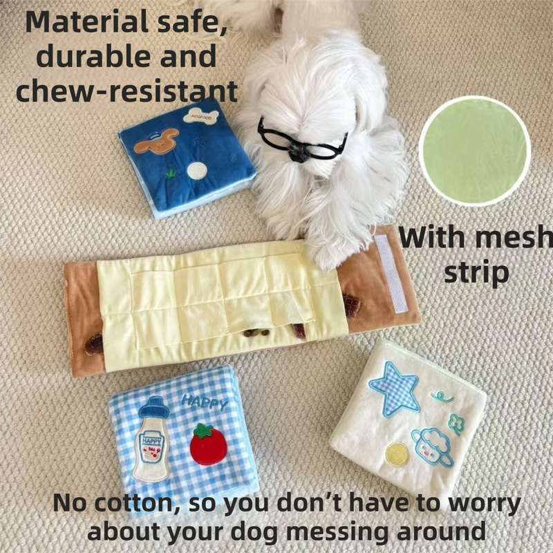 Soft Plush Interactive Sniffing Wallet with Hidden Treat Pockets (Style 4) - Squeaky Enrichment & Boredom Buster for Dog
