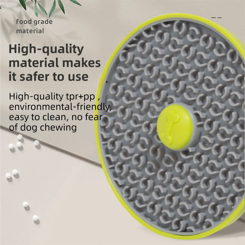Green Interactive Pet Slow Feeder & 3D Textured Oral Cleanner - 3-in-1 Mounting Durable TPR Lick Mat for Dogs & Cats