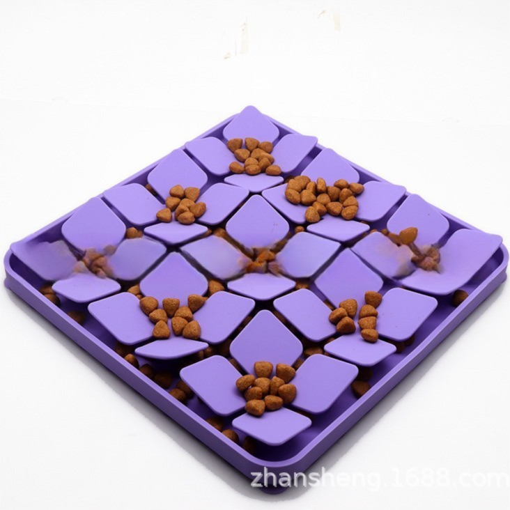 Purple Food-Grade Silicone Pet Lick Mat for Perfect Distraction - 3D Textured Slow Feeder &amp; Dental-Cleanner with Powerful Suction