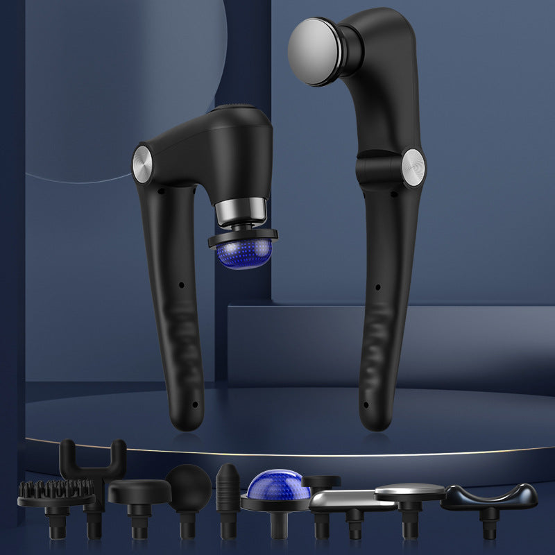 Black-Sliver Foldable Percussion Massage Gun with Hot Cold Compress &amp; 10 Heads - 9 Speed Levels and High Frequency Vibration Full Body Muscle Relaxer