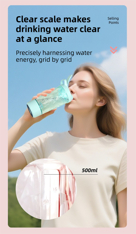 500ML Pink Portable Diamond Electric Shaker - Strong Vortex Stirring, Dual Temperature Endurance & Self-Cleaning for Protein Powder Coffee