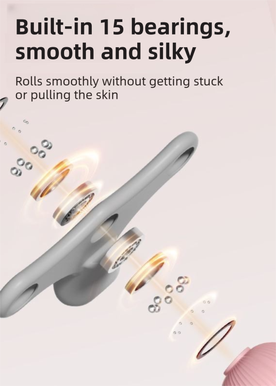 Pink Compact 6-Wheel Handheld Massager - Smooth & Silent, Deep Tissue Muscle Relaxer for Yoga Fitness and Home Recovery