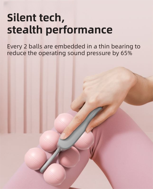 Blue Compact 6-Wheel Handheld Massager - Smooth & Silent, Deep Tissue Muscle Relaxer for Yoga Fitness and Home Recovery