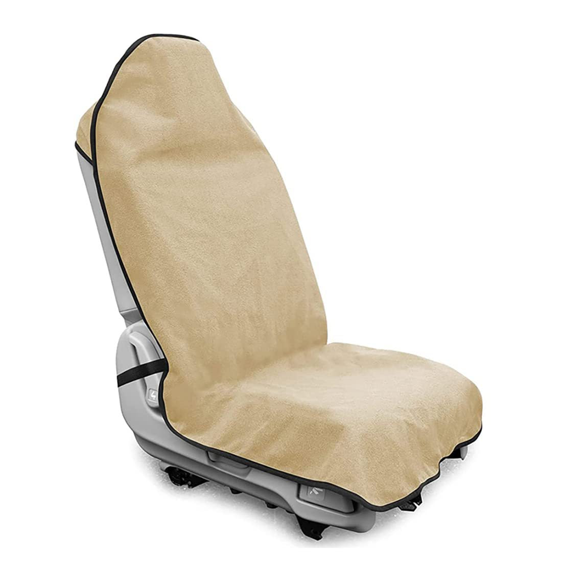 Beige Waterproof Towel Car Single Seat Cover - Universal Non-Slip Sweat-Absorbent Bucket Seat Protector for Gym Fitness and Beach