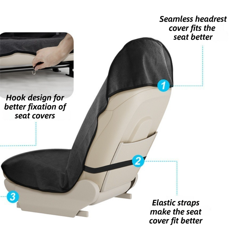 Grey Waterproof Towel Car Single Seat Cover - Universal Non-Slip Sweat-Absorbent Bucket Seat Protector for Gym Fitness and Beach