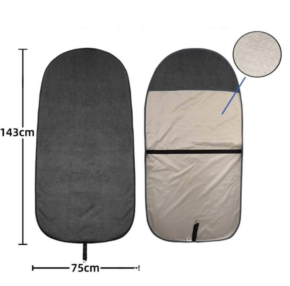 Grey Waterproof Towel Car Single Seat Cover - Universal Non-Slip Sweat-Absorbent Bucket Seat Protector for Gym Fitness and Beach