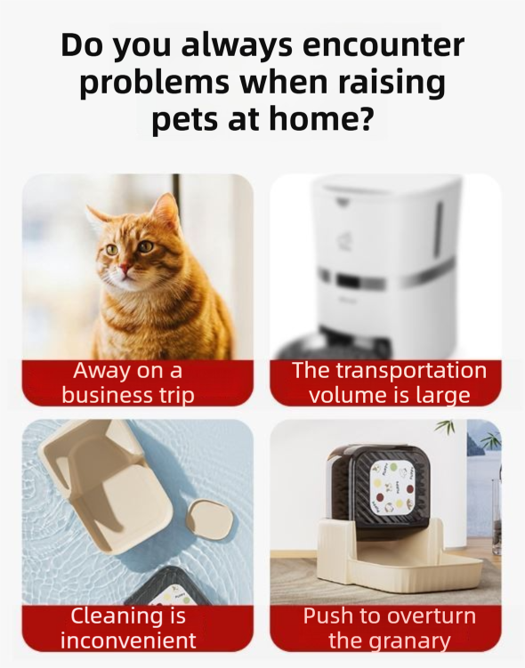 Grey Silent Automatic Pet Single Meal Dispenser with Rotary Buckle - Longest 48H Scheduled and Long Battery Life, Detachable for Easy Cleaning