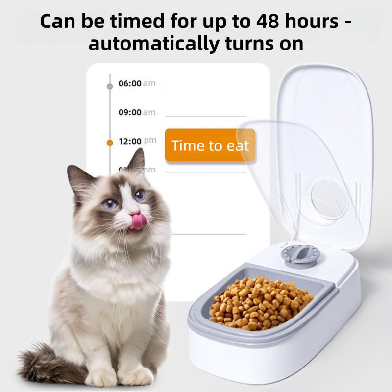 Pink Silent Automatic Pet Double Meal Dispenser with Rotary Buckle - Longest 48H Scheduled and Long Battery Life, Detachable for Easy Cleaning