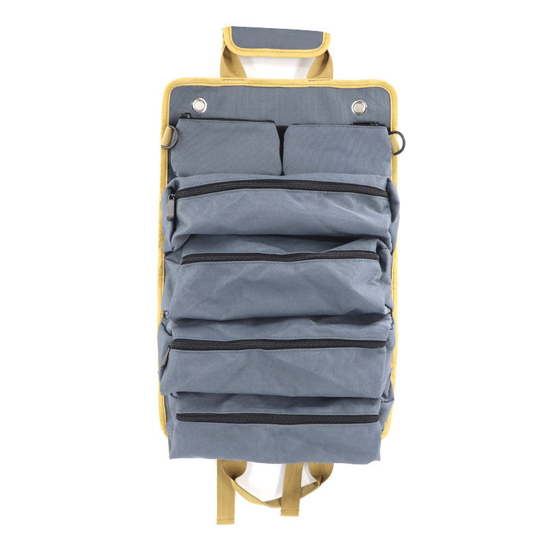 Grey Heavy-Duty Oxford Cloth Roll-Up Tool Organizer - Detachable Multi-Purpose Utility Bag for Mechanics, Electricians &amp; Outdoors