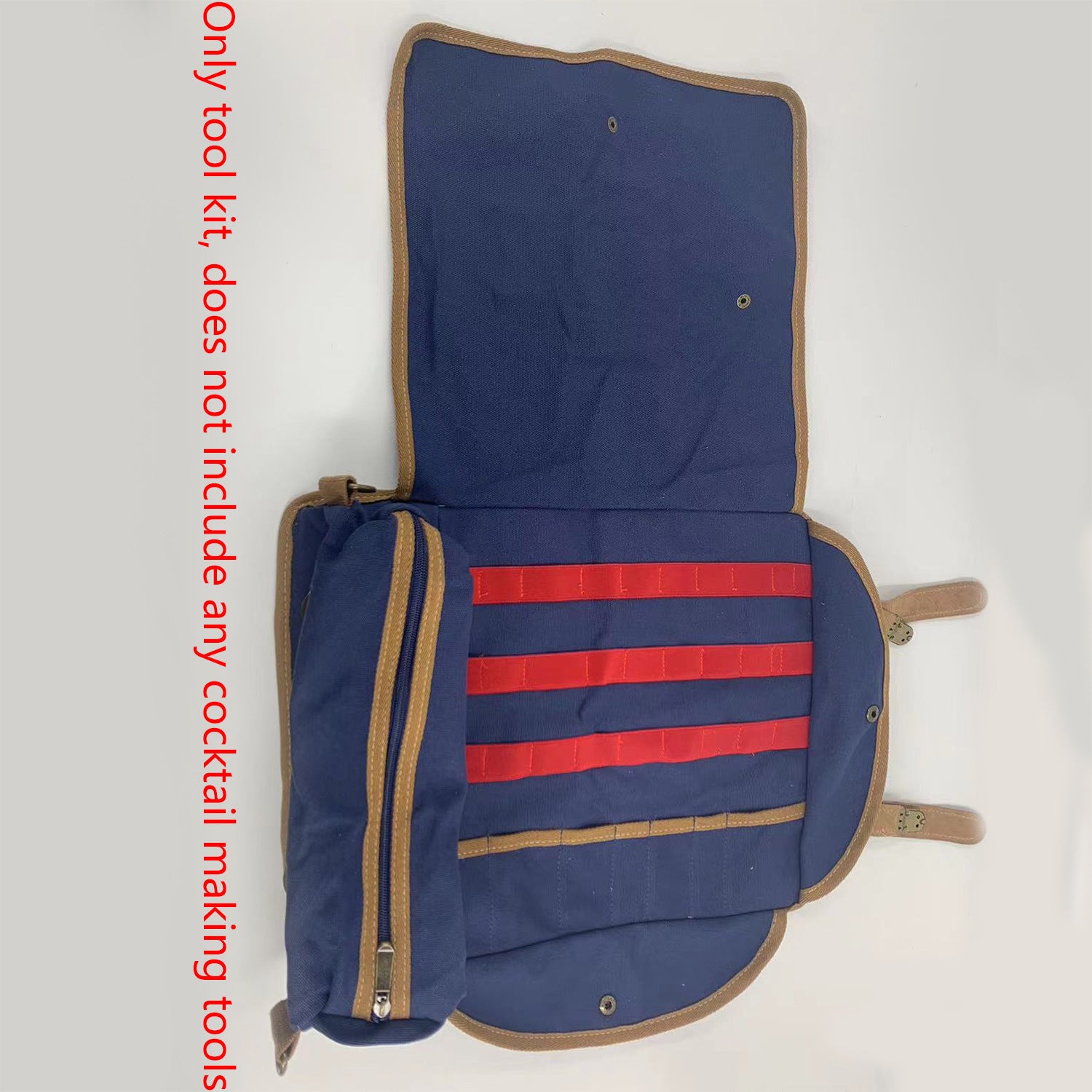 Blue Professional Bartender Kit Travel Bag - Durable Canvas Tool Organizer and Bar Briefcase with Metal Buckles (45x35cm)