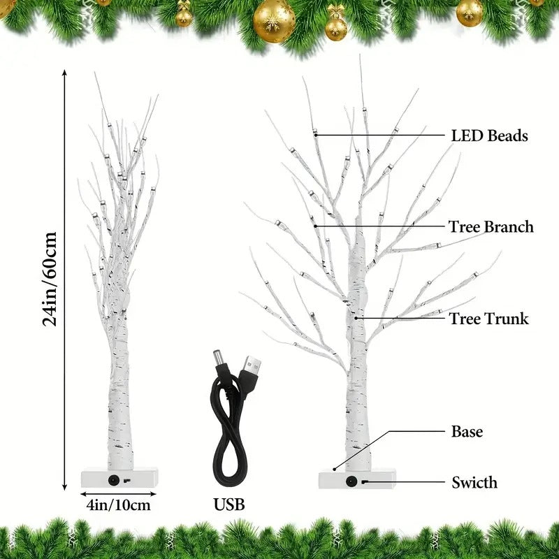 144 LEDS Birch Tree Lamp with Bendable Branches Style - Warm White Romantic Decorative Night Light Decor