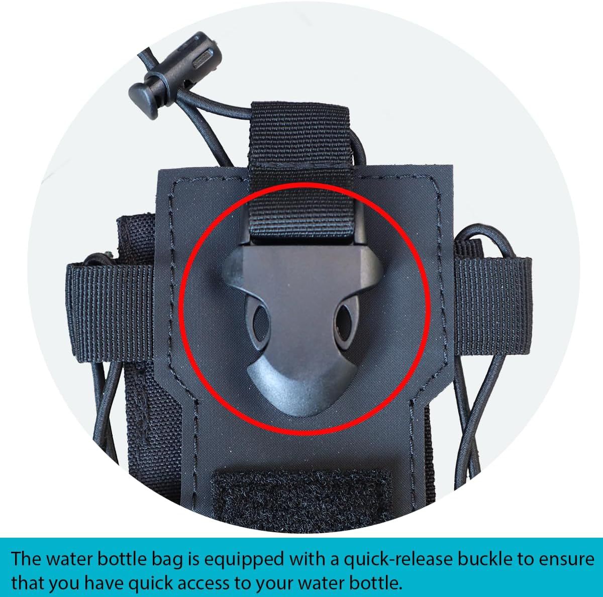 Black Adjustable Tactical Water Bottle Pouch - Multi-Functional MOLLE Compatible Accessory Bag for Hiking & Outdoor Survival