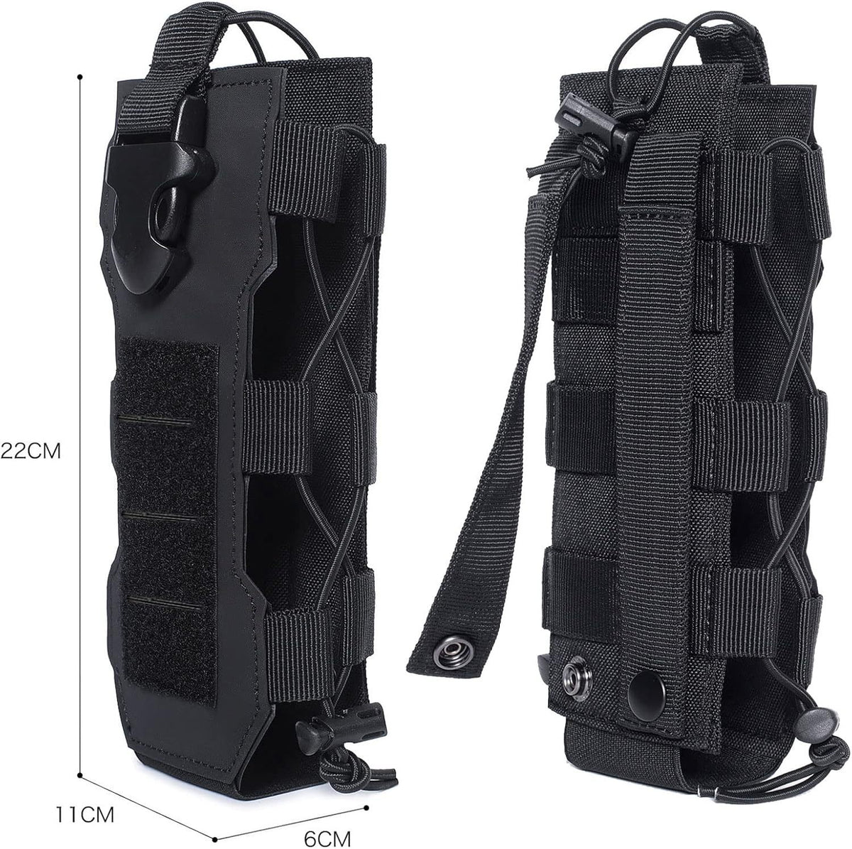 Khaki Adjustable Tactical Water Bottle Pouch - Multi-Functional MOLLE Compatible Accessory Bag for Hiking & Outdoor Survival