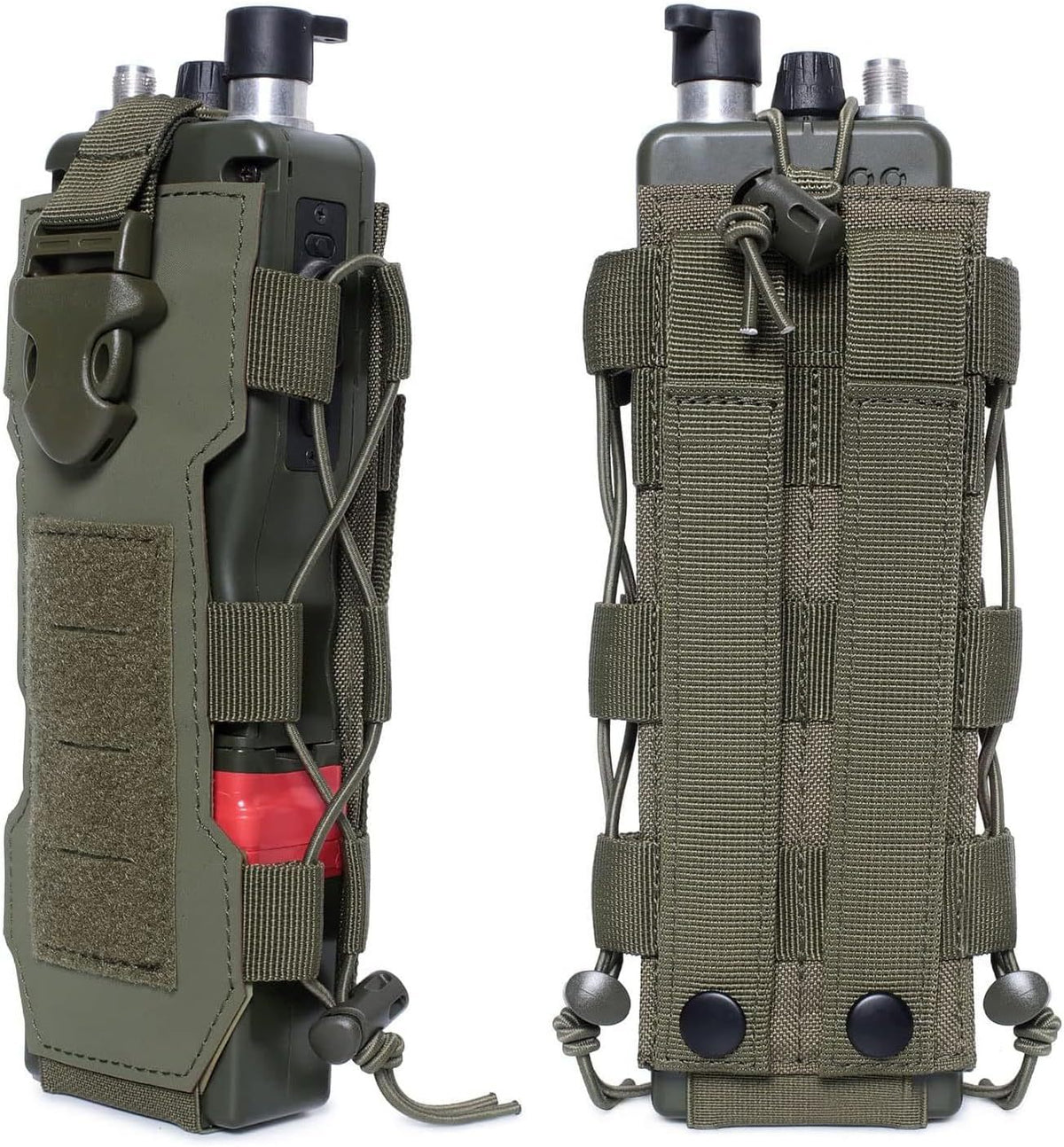 Green Adjustable Tactical Water Bottle Pouch - Multi-Functional MOLLE Compatible Accessory Bag for Hiking &amp; Outdoor Survival