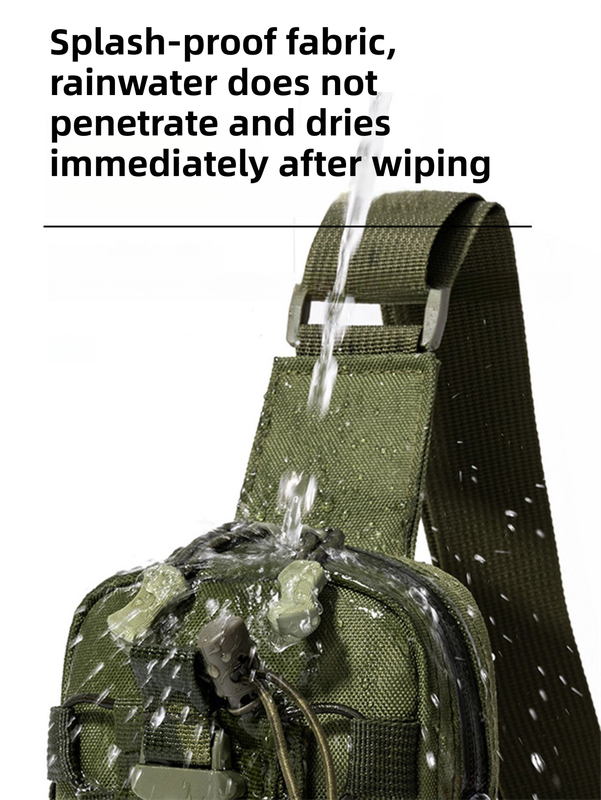 Black Outdoor Tactical Water Bottle Chest Bag - High-Capacity Phone Pouch with Expansion System for Cycling Camping and Fishing