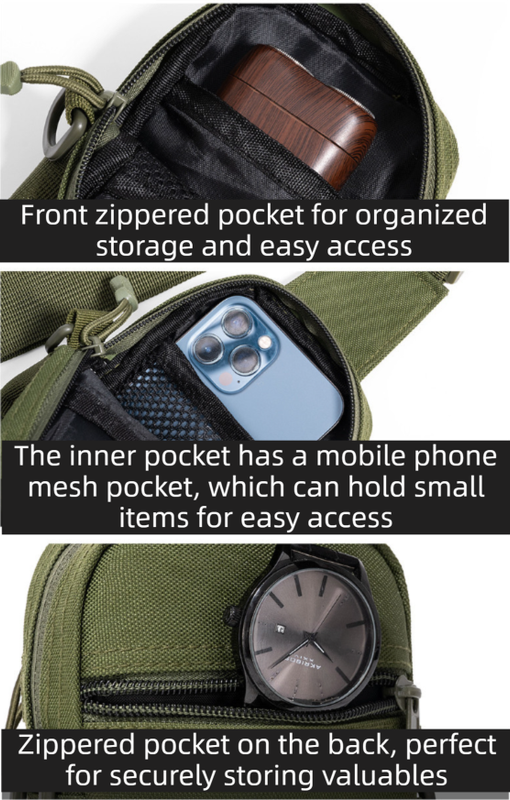 Red Outdoor Tactical Water Bottle Chest Bag - High-Capacity Phone Pouch with Expansion System for Cycling Camping and Fishing