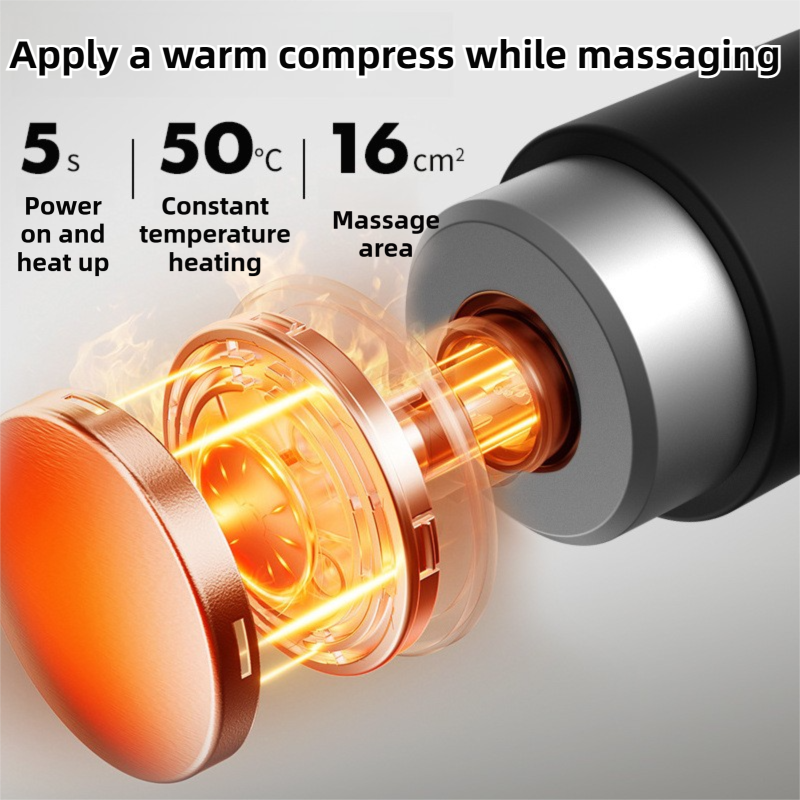 Black Gold Mini Hot Cold Massage Gun with10 Heads - 6 Intensity Dual Thermal Therapy Deep Muscle Reliever for Gym Fitness Recovery