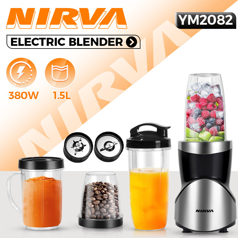 Professional Multifunctional Juicer with 4 Cups &amp; 2 Blade Heads - 1.5L Large Capacity &amp; 380W High Power Blender, Grinder &amp; Smoothie Maker