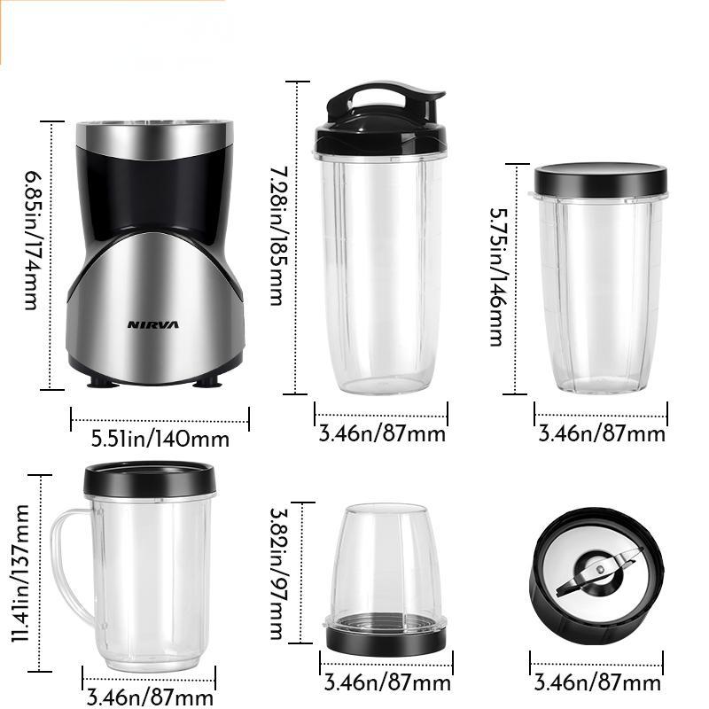 Professional Multifunctional Juicer with 4 Cups & 2 Blade Heads - 1.5L Large Capacity & 380W High Power Blender, Grinder & Smoothie Maker