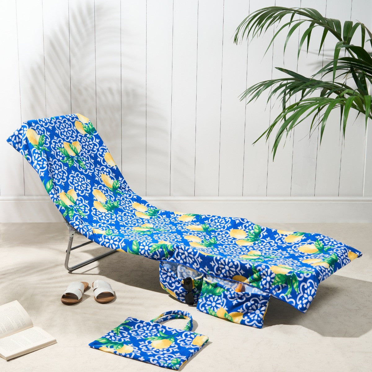 2-in-1 Microfiber Sun Lounger Towel &amp; Portable Tote Bag - Sand-Free &amp; Quick Dry Beach Chair Cover with Side Pockets (ST001 / 75x211cm)