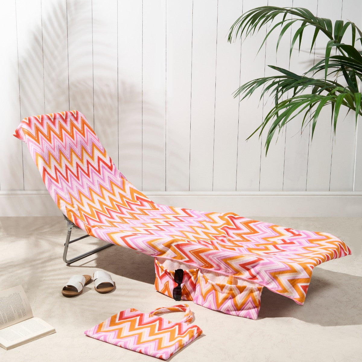 2-in-1 Microfiber Sun Lounger Towel &amp; Portable Tote Bag - Sand-Free &amp; Quick Dry Beach Chair Cover with Side Pockets (ST002 / 75x211cm)