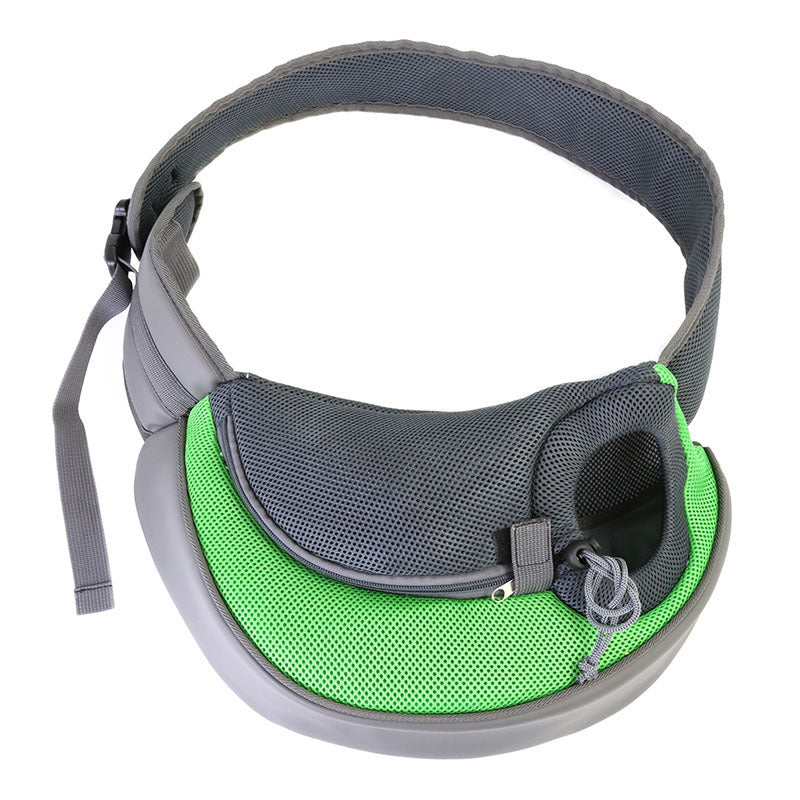 Green Hands-Free Pet Chest Carrier - Breathable Mesh Crossbody Bag for Dogs &amp; Cats within 5KG