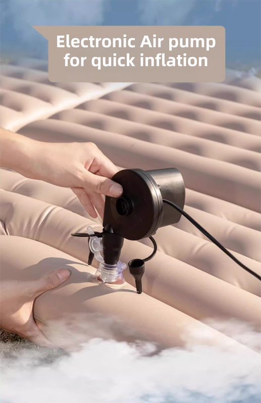 Grey Multi-Chamber Car Inflatable Air Mattress with Electric Pump, Storage Bag & Pillows for Universal Trunk Sleeping and Camping (174 x 126 CM)