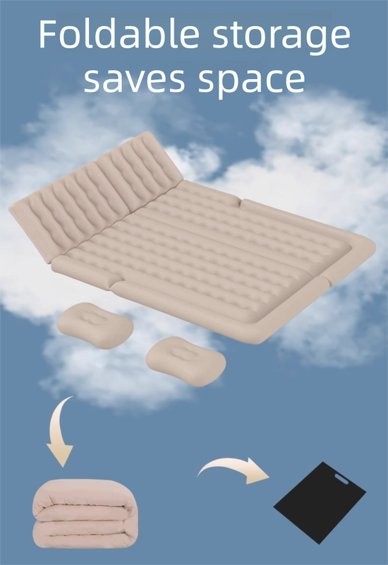 Grey Multi-Chamber Car Inflatable Air Mattress with Electric Pump, Storage Bag & Pillows for Universal Trunk Sleeping and Camping (174 x 126 CM)