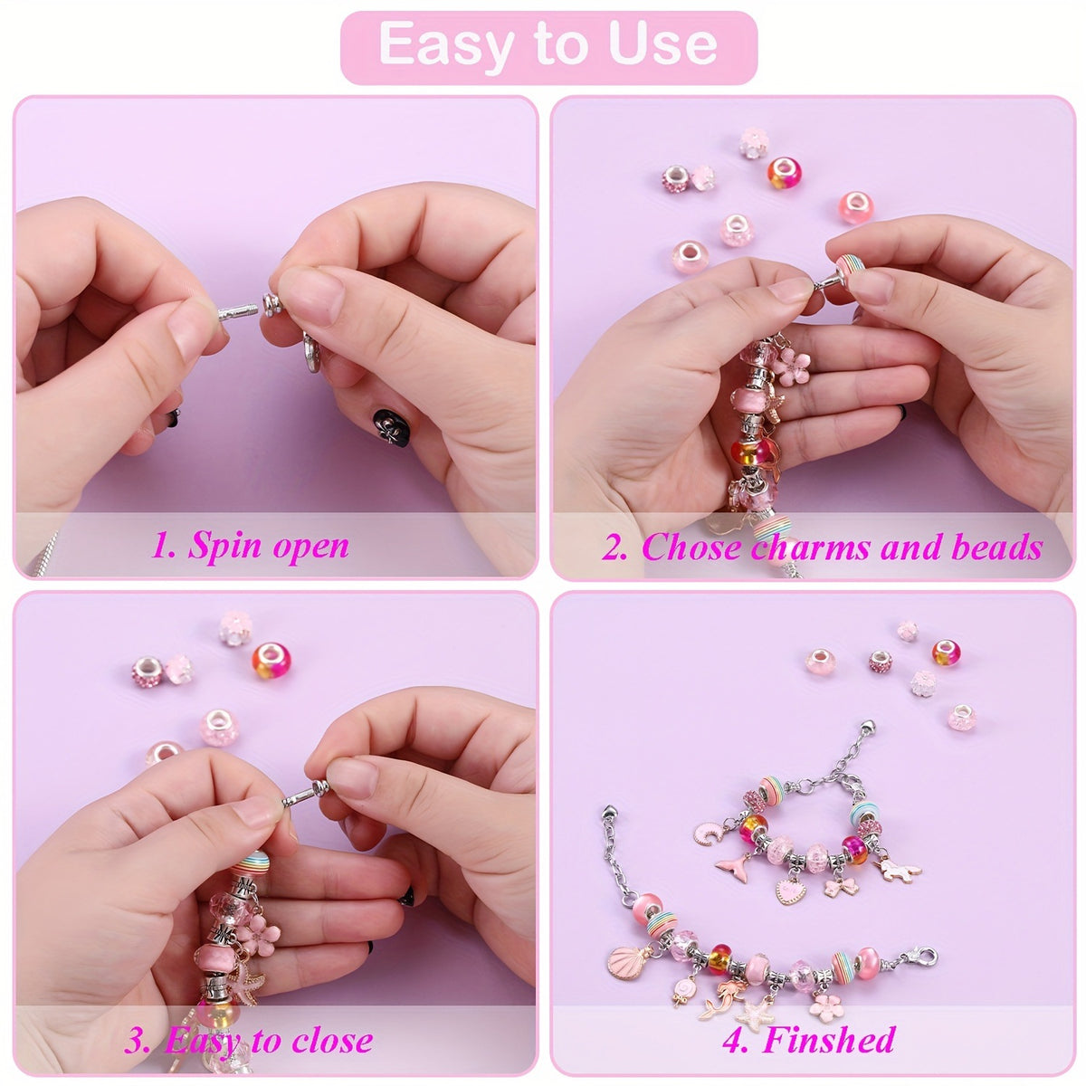 67PCS Pink DIY Charm Necklace & Bracelet Making Kit - Creative Jewelry Craft Set with Colorful Drip Oil Pendants & Metal Beads