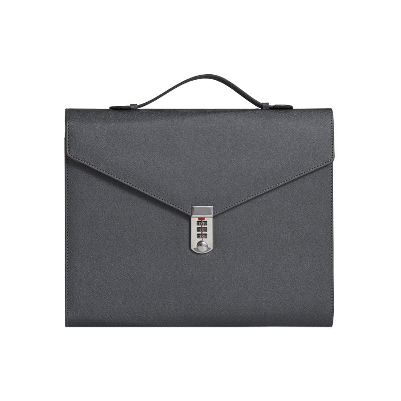 Black Anti-Theft Document Organizer with Secure Password Lock - Waterproof PU Leather Confidential File Bag